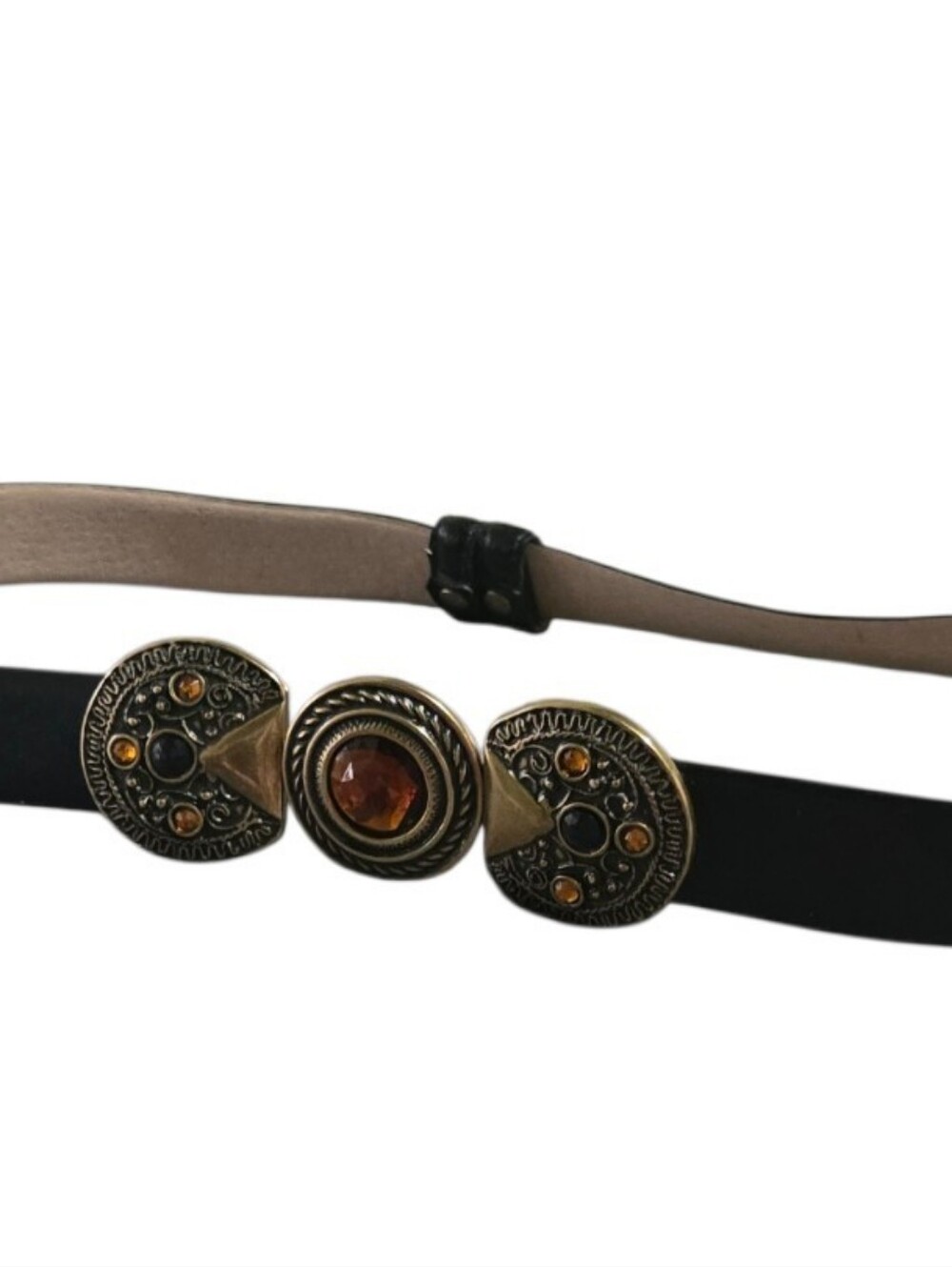 Genuine Leather Black Western Boho Statement Belt Ornate Buckle